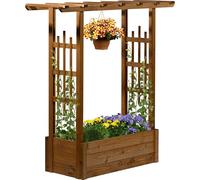 dobar® Jardinière pergola avec tuteur intégré | Jardinière surélevée en Bois d'épicéa | Grande jardinière | 117 x 39 x 119 cm | Marron