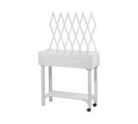 dobar Jardinière surélevée Polyvalente avec tuteur intégré, Table de Jardin Enroulable pour terrasse et Balcon, 79 x 28,5 x 130 cm, épicéa Blanc.