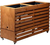 dobar Jardinière surélevée en Bois sur roulettes (pin, Marron) avec Fond, kit de semis de légumes, Herbes, à Installer dans Le Jardin et sur Un Balcon XL (100x50x71cm) - rollbar Marron