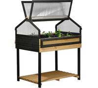 dobar® Jardinière surélevée XXL avec embase - Grand Parterre de Culture en pin - Parterre de légumes - 100 x 73 x 121,50 cm - Anthracite Naturel, Marron Clair