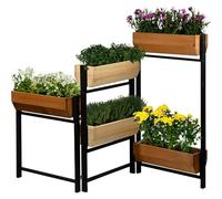 dobar® Jardinière Verticale Flexi avec 5 marches - Jardinière surélevée Flexible en pin - Jardinière Pliable - 165 x 18 x 105 cm - Noir/Marron/Naturel