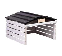 dobar® Garage pour Robot Tondeuse en Bois avec Toit Amovible, abri Robot pelouse avec Panneau Personnalisable, 78,5 x 74 x 52,5 cm, Blanc/Noir
