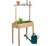 dobar® Parterre surélevée Florence 58255FSCe - en Bois Massif - avec Plateau surélevé - pour Balcon - Fin - Parterre de légumes surélevé avec Non-tissé - 80 x 40 x 145 cm - Naturel