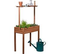 dobar® Parterre surélevée Florence 58256FSCe - en Bois Massif - avec Plateau surélevé - pour Balcon - Fin - Parterre de légumes surélevé avec Non-tissé - 80 x 40 x 145 cm - Marron