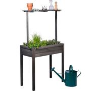 dobar® Parterre surélevée Florence 58257FSCe - en Bois Massif - avec Plateau surélevé - pour Balcon - Fin - Parterre de légumes surélevé avec Non-tissé - 80 x 40 x 145 cm - Anthracite