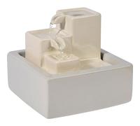 dobar® Petite Cascade à Trois Niveaux en céramique au Design Pierre - Fontaine d'intérieur avec Pompe - 19 x 19 x 16,5 cm - Blanc