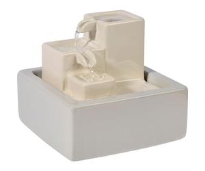 dobar® Petite Cascade à Trois Niveaux en céramique au Design Pierre - Fontaine d'intérieur avec Pompe - 19 x 19 x 16,5 cm - Blanc