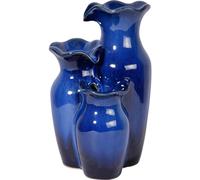 dobar® Petite Fontaine d'intérieur avec Pompe au Design amphore à Trois Niveaux - Décoration Cascade en céramique pour l'intérieur - 14 x 12,5 x 22 cm - Bleu foncé