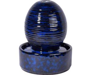 dobar® Petite Fontaine d'intérieur, en céramique, avec Pompe, décorative, au Design Asiatique, 17 x 17 x 21 cm, Bleu foncé, Bleu