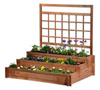 dobar Plate-Bande surélevée, Trois Niveaux de Pérou en Bois avec Treillis Treillis : Bac à semis Kit pour légumes, Marron, 110 x 88 x 115 cm, 58185 FSC
