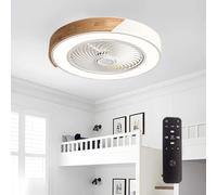 Dobecd Ventilateur de Plafond Avec Lumiere et Telecommande, Plafonnier Silencieux 52cm - Timer 2h, 6 Speed, Night Light Mode, Lampe - B