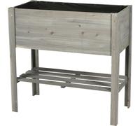 DOCHTMANN Pot de fleurs en bois gris, rectangle avec étagère 81 x 40 x 78 cm
