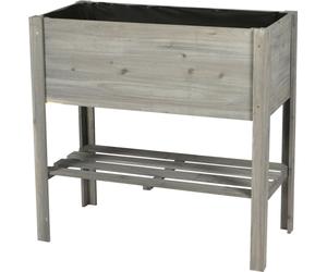 DOCHTMANN Pot de fleurs en bois gris, rectangle avec étagère 81 x 40 x 78 cm