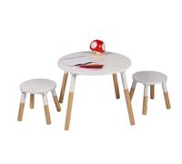 DOCHTMANN Set de table pour enfants avec deux chaises rondes, blanc