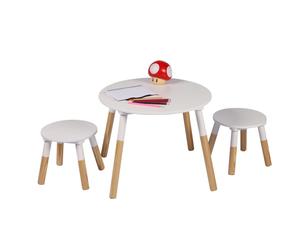 DOCHTMANN Set de table pour enfants avec deux chaises rondes, blanc