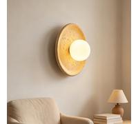 DOCJX Applique Murale Pierre Wabi Sabi Travertin Jaune Naturel Lampe Murale Style Japonais Minimaliste Lumière Chaude Éclairage Mural Douille G9 Chambre Salle Bain Couloir Café Hôtel(AE)