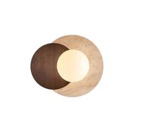 DOCJX Applique Murale Travertin Style Wabi Sabi Douille G9 Restaurant Couloir Éclairage Mural Style Moderne Lampes Murales Chambre Éclairage Nocturne Décoration Intérieure Ronde Lampe(A-Walnut color)