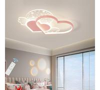 DOCJX Plafonnier Pour Chambre D'enfant LED Plafond En Forme De Coeur Chambre De Bébé Moderne Décoration De La Maison Dimmable Lampe De Plafond Chambre D'enfant Avec Télécommande Lustre(Pink,TYPE B_54C