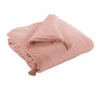 DOCK AVENUE Bout de lit édredon Gaze de Coton 90 x 200 cm Gaia Coloris Rose pêche