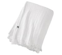 DOCK AVENUE Plaid à Franges 130 x 160 cm Gaze de Coton Unie Gaia Coloris Blanc Chantilly