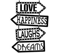 Docliick® Sticker mural décoratif en anglais « LOVE HAPPINESS..» Autocollants muraux décoratifs avec phrases célébrées. Vinyle décoratif décoration maison DC-143-ING (vinyle de découpe, 20 x 30 cm)