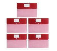 Document Folders with Snap Button & Label Pocket, A4 Size Plastic Envelopes | Thickened PP material features waterproof protection, ideal for file organization Red 5pcs