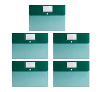 Document Folders with Snap Button & Label Pocket, A4 Size Plastic Envelopes | Thickened PP material features waterproof design, ideal for students and office workers Dark Green 5pcs