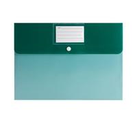 Document Folders with Snap Button & Label Pocket, A4 Size Plastic Envelopes | Thickened PP material features waterproof design, ideal for students and office workers Dark Green 1pc