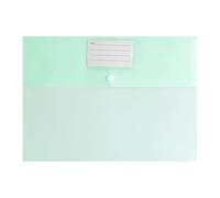 Document Folders with Snap Button & Label Pocket, A4 Size Plastic Envelopes | Thickened PP material features waterproof design, ideal for students and office workers Light Green 1pc