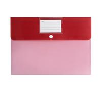 Document Folders with Snap Button & Label Pocket, A4 Size Plastic Envelopes | Thickened PP material features waterproof design, ideal for students and office workers Red 1pc