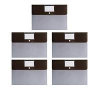 Document Folders with Snap Button & Label Pocket, A4 Size Plastic Envelopes | Thickened PP material features waterproof protection, ideal for file organization Coffee 5pcs