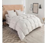DODO - Couette Chaude Thermoduv 140x200 cm - Garnissage 90% Duvet d'oie Neuf Naturel - Anti-acariens - Enveloppe Percale de Coton Supérieure - Lit 1 ou 2 Personnes - Piquage Carreaux Cloisonnés