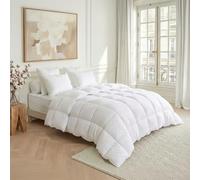 DODO - Couette Chaude Tradition 200 x 200 cm - 70% Duvet d'oie | Anti-acariens - Enveloppe Percale de Coton Supérieure - Piquage Carreaux cloisonnés - Lit 2 Personnes - Lavable 40°C