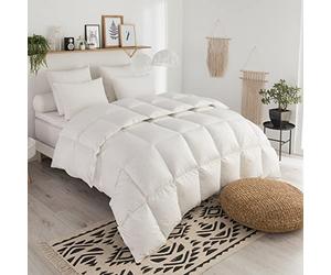 DODO - Couette Chaude Tradition 220x240 cm - Garnissage 50% Duvet de Canard Naturel - Anti-acariens - Enveloppe 100% Percale de Coton Satinée - Lit 2 Personnes - Piquage Carreaux