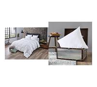 Dodo Couette Mont Blanc 70% Duvet d'oie - Chaude - 220 x 240 cm & Oreiller Calgary Anti-ACARIENS 30% Duvet OIE ET Canard - MÉDIUM - 65 x 65 cm