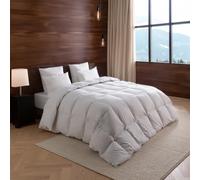 DODO - Couette Tempérée Alpage - Garnissage Duvet de Canard, Laine & Plumettes Naturel - Enveloppe 100% Percale de Coton - Piquage Carreaux - Finition Passepoil Blanc - Lavable 30°C