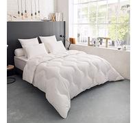 DODO - Couette Tempérée Thermorégulé 200x200 cm | Fibre Climarelle 300g/m² - Enveloppe 100% Coton - Lit 2 Personnes - Piquage Lignes - Lavable 40°C