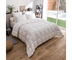DODO - Couette Tempérée Toucher Duvet 140x200 cm - Garnissage Fibre SUPRELLE Micro Effet Duvet 300g/m² - Douce - Enveloppe 100% Percale de Coton - Lit 1 ou 2 Personnes - Piquage Carreaux