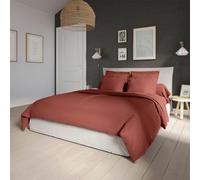 DODO - Housse de Couette 140x200cm - Influence - Brique - Percale de Coton - Toucher Doux - Élégance Intemporelle - Finition Bouteille - Lit 1 ou 2 Personnes - Extra Easy Care - Lavable 60°C