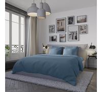 DODO - Housse de Couette 220x240cm - Confort Jersey - Denim - 100% Coton Jersey 130 g/m² - Toucher Souple - Extensible - Finition Bouteille - Lit 2 Personnes - Lavable 60°C