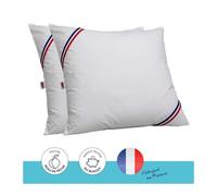DODO Lot de 2 oreillers Tendance - 60 x 60 cm - Garnissage 100% Polyester fibre creuse siliconée - Blanc