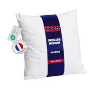 DODO - Oreiller Acarina 50x70 cm - Soutien Medium - Anti-acariens | Fibre Creuse Siliconée - Dormeurs sur le Dos - Enveloppe 100% Coton - Protection et Confort - Lavable 40°C