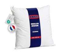 DODO - Oreiller Acarina 65x65 cm - Soutien Medium - Anti-acariens | Fibre Creuse Siliconée - Dormeurs sur le Dos - Enveloppe 100% Coton - Protection et Confort - Lavable 40°C