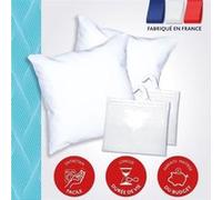 DODO Pack 2 oreillers tendance 60x60cm + 2 protege oreillers imperméable 60x60 cm - Garnissage 100% Polyester Blanc G