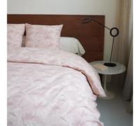 DODO - Parure 1 Housse de Couette 140x200 cm + 1 Taie d'oreiller 63x63 cm - Alizé - Beige Rose - 100% Coton - Motif Végétal & Poétique - Finition Boutons - Lit 1 ou 2 Personnes - Lavable 60°C