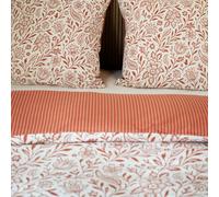 DODO - Parure 1 Housse de Couette 240x260 cm + 2 Taies d'oreiller 63x63 cm - Morphée - Blanc Orange - 100% Coton - Réversible - Finition Boutons - Lit 2 Personnes - Lavable 60°C