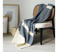 DODO - Plaid Lima Bleu de Prusse 120x180 cm - Laine & Fibres Recy s - Tissage Artisanal & Élégance Authentique - Jeté de canapé - Design Épuré & Douceur Chaleureuse - Finition Ourlet