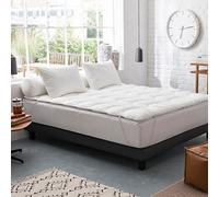 DODO - Surmatelas 4 cm 160x200 cm - Anti-Punaises de Lit - Fibre AIR Top | 700g/m² - Soutien Ferme & Gonflant Cocooning - Enveloppe 100% Coton - Blanc - Piquage Vagues - Lavable 40°C