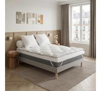 DODO - Surmatelas ZenProtect 140x190 cm - Anti-allergènes Multi Protection | 100% Polyester recyclé 700g/m² - Enveloppe 100% Coton - Blanc - Piquage Hexagonal - Finition Biais gris -Lavable 40°C
