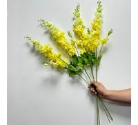 DODXIAOBEUL Lot de 4 fleurs artificielles à longue tige pour grand vase, fleurs de delphinium artificielles en soie pour décoration de maison, bureau, centres de table de mariage, 84 cm, jaune